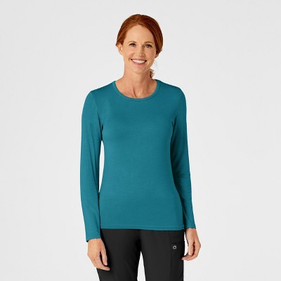 Wink Women's Long Sleeve Silky Tee, Bay Blue, L : Target