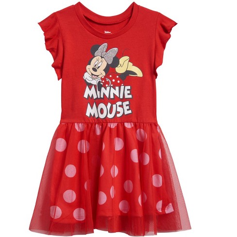 Disney Mickey Mouse & Friends Minnie Toddler Girls Dress Polka Dots Red 5T