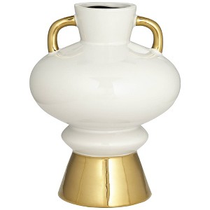 Studio 55D Empress 13" High White Ceramic Vase with Handles - 1 of 4