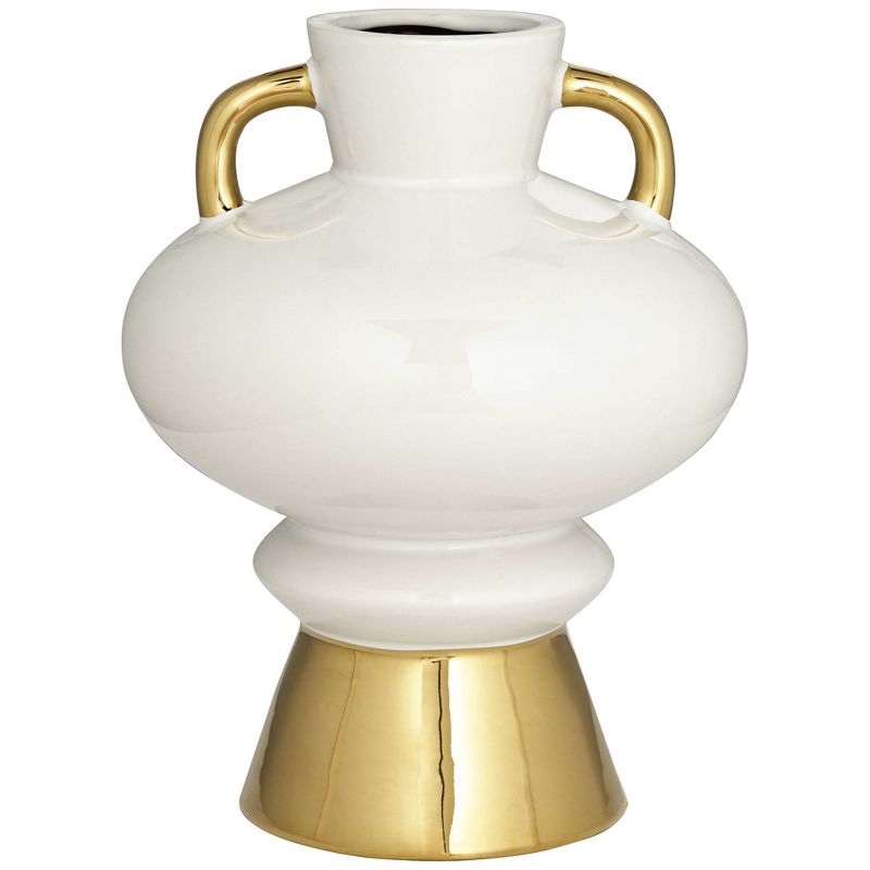 Studio 55D Clementine 13" High White Ceramic Vase with Handles, 1 of 9