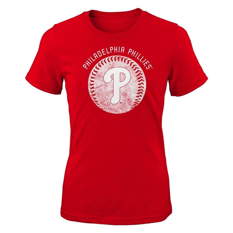 MLB Philadelphia Phillies Girls&#39; Crew Neck T-Shirt, 1 of 2