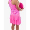 RuffleButts Girls UPF50+ Active Tiered Flare Skort - Neon Pink, 8 - 4 of 4