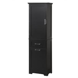 OUTSUPPLY Tall Freestanding Bathroom Storage Cabinet, 2 Drawers, Adjustable Shelf - 1 of 4