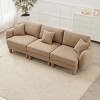 3‑Seater Boucle Sofa Couch with 3 Pillows, Upholstered Sofa with Wooden Frame, Minimalist Polyester Fabric Living Room Sofa-Koiai - 3 of 4