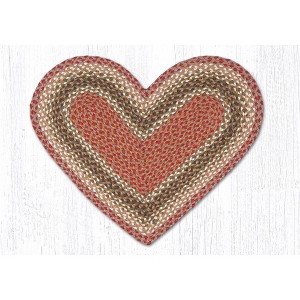 Earth Rugs Olive/ Burgundy/ Gray Heart Braided Jute Rug – Handcrafted Rustic Farmhouse Accent 20" × 30" - 1 of 3