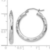 Black Bow Jewelry 3mm x 20mm 14k White Gold Textured Round Hoop Earrings - 4 of 4