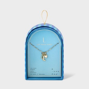 14K Gold Dipped Charm Initial Pendant Necklace - A New Day™ Gold - 1 of 4