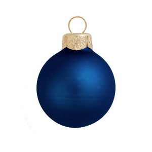 Northlight Matte Finish Glass Christmas Ball Ornaments - 4.75" (120mm) - Midnight Blue - 4ct - 1 of 4