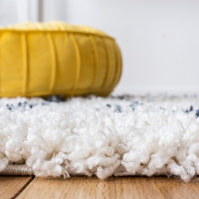 Ivory Geometric Shag Rug with Non-Slip Feature - 2'x8'