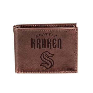 Evergreen NHL Seattle Kraken Brown Leather Bifold Wallet Officially Licensed with Gift Box - 1 of 1