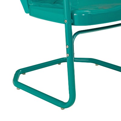 Turquoise Steel Retro Outdoor Dining Chair Set of 2