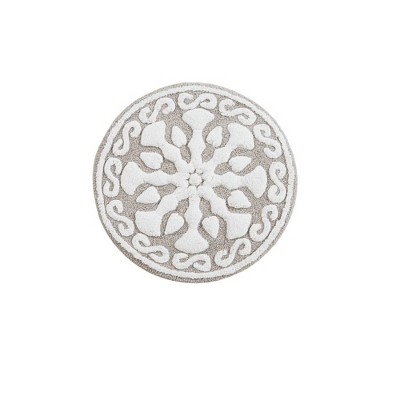 Gray & White Medallion Round Bath Rug