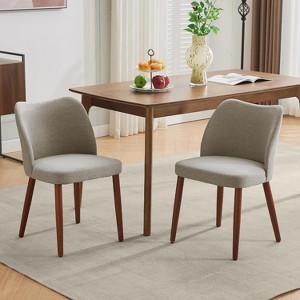 Upholstered Dining Chairs Set of 2, Modern Wing Back Kitchen Chairs, Linen Dining Room Chairs with Wood Legs for Kitchen Restaurant - 1 of 4