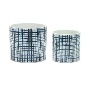 Melrose Criss Cross Pattern Planter (Set of 2) - 1 of 3