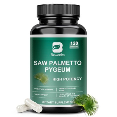 B Beworth Saw Palmetto for Men 500mg - Urinary & Hair Health Supplement with Pumpkin Seed Oill,Pygeum - 120 Capsules