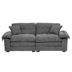 TiramisuBest 84" Chenille Sofa Small Sofa Loveseat Deep Seat Sofa Couch with 2 Throw Pillows & Memory Foam for Living Room Apartment Office-Grey - 1 of 4