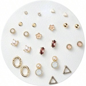 12 Pair Stud Earrings, Hypoallergenic for Women, Diverse Colors, Gift for Christmas, Valentine, Mother's Day - 1 of 4