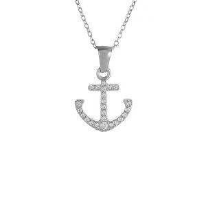 Anna-Kaci Crystal Rhinestone Gold and Silver Tone Anchor Pendant Necklace for Nautical Themed - 1 of 4
