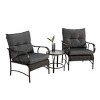 3 Piece Outdoor Wicker Garden Patio Furniture Sets,2 Metal Rattan Arm Chair and Coffee Table Set,Patio Conversation Set with Cushions-Coolbibila - 2 of 4