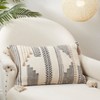 Saro Lifestyle Geometric Harmony Stitch Poly Filled Throw Pillow, Beige, 16"x24" - 3 of 3