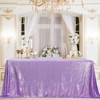 Wikineon Sequin Tablecloth 90x90inch Lilac Square Lavender Sequined Fabric Drapes Shiny Party Tablecloth Glitter Table Cloth Wedding Table Decorations - 3 of 4