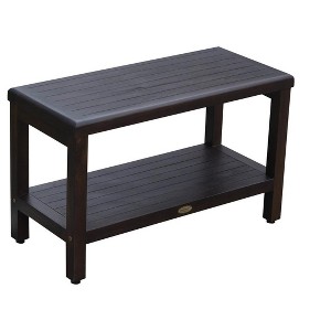 DecoTeak® Eleganto® 30" Teak Wood Shower Bench with Shelf in Woodland Brown Finish - 1 of 4