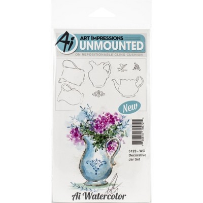 Art Impressions Watercolor Cling Rubber Stamps-Decorative Jar