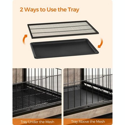 Greige Medium Particleboard and Steel Dog Crate End Table