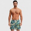 Anna-Kaci Men's Tropical Leaf Print Swim Trunks with Elastic Waistband and Mesh Lining - 2 of 4
