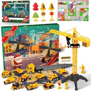 Christmas Advent Countdown Calendar with 24 Cartoon Engineering Vehicle Toys, Holiday Gift for Kids Ages 6+ and Up - 1 of 4