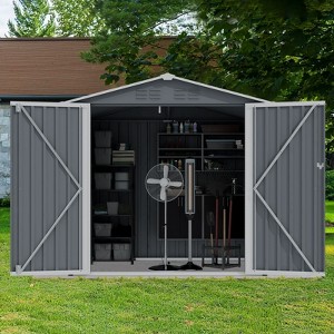 CAVINAS Outdoor Storage Shed Large Metal Tool Sheds with Sliding Doors and Air Vent for Backyard - 1 of 4