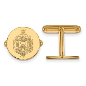 Black Bow Jewelry 14k Yellow Gold Plated Sterling Silver Navy Midshipmen NCAA Cuff Links - 1 of 3