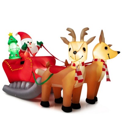ChicFurnit Inflatable Holiday Decorations Santa Rides Sleigh with Reindeer Festive Display for Outdoor Christmas, Multicolored, 20.73"*3.75"*14.12"