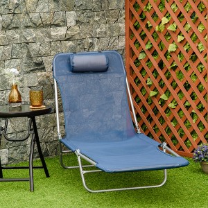 TiramisuBest Set of 2 Zero Cravity Lounge Chairs,Outdoor Patio Folding Recliners for Pool Beach with Pillow and Cup Holder, Black - 1 of 4