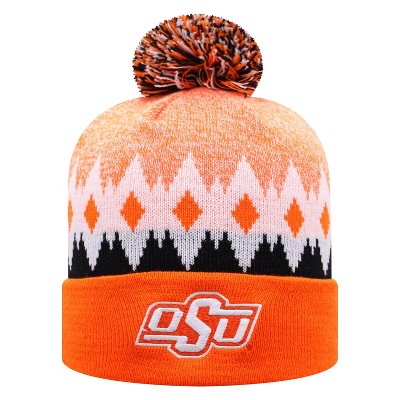 NCAA Oklahoma State Cowboys Men's Jagged Knit Cuffed Beanie with Pom