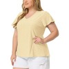 Agnes Orinda Women's Plus Size V Neck Eyelet Short Sleeve Casual Trendy Blouses - 2 of 4