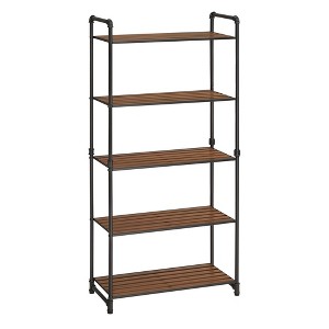 VASAGLE Bathroom Shelves, 5-Tier Storage Rack, Plant Flower Stand, 12.2”D x 15.6”W x 51”H, Rustic Brown and Black - 1 of 4