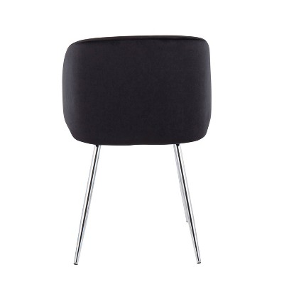 Contemporary Black Velvet Upholstered Dining Chair with Metal Legs