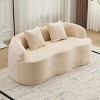 Modern Curved Loveseat Sofa with Round Armrest and 2 Pillows, Compact Size for Living Room or Bedroom -3irtyhousy - 2 of 4