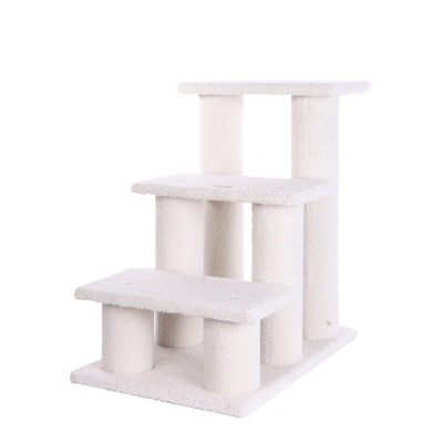 Ivory Faux Fleece 25" High Cat and Dog Steps