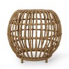 Boho Faux Rattan Outdoor Side Table, Handcrafted Patio Coffee Table, 19.7" Cylinder Patio End Tables -Christopher Knight Home, Light Brown - 2 of 4