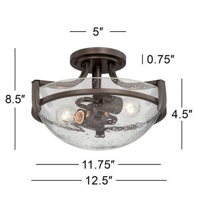 Bronze & Clear Seedy Glass 16" Bowl Ceiling Light Fixture
