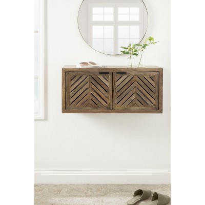 Rustic Brown Mango Wood 2-Door Wall Cabinet