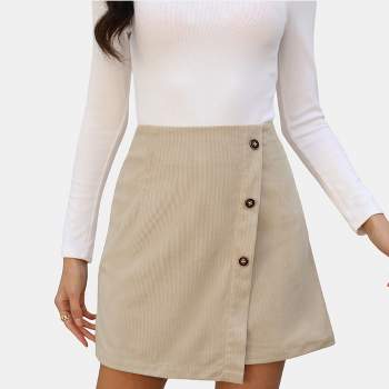Women's Corduroy Button-Front Mini Wrap Skirt - Cupshe