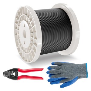 VEVOR Wire Rope Kit, 1/8" 500 ft 316 Stainless Steel Cable with Cutter and Gloves, 1600 lbs Breaking Strength, Black - 1 of 4
