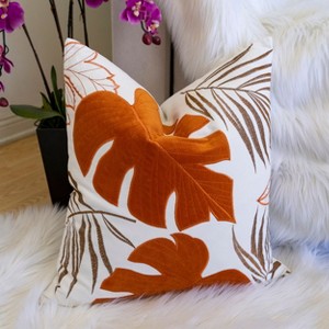 PAGED 20" Square Accent Pillow, Bed Pillow with Leaf Pattern and Removable Cover, Decorative Throw Pillow for Bed, Sofa - 1 of 4