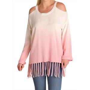 Women's Ombre Cold Shoulder Fringe Sweater - PLUS - umgee - 1 of 3