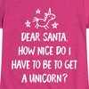 Girls' - Instant Message - Dear Santa Get a Unicorn Fitted Short Sleeve Graphic T-Shirt - 2 of 4