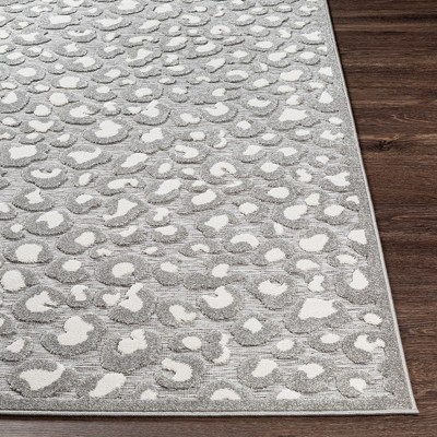 Gray Geometric Hand-knotted Synthetic Fur Area Rug 5' x 7'