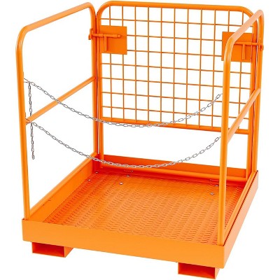 36" x 36" Forklift Safety Cage, Foldable Forklift Work Platform, 1200lbs Capacity Forklift Man Basket with Chain and Safety Lock for 1-3 People
